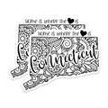 (2 Pack) Connecticut State Sticker Stickers - Home is Where The Heart is - Decorative State Love Decal - 5" On Longest Side - Sticks to Smooth Flat Surfaces - Made in USA - BMCS9105