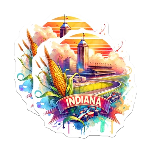 (2 Pack) Indiana Magnets - Racing Car Art - Scenic View Magnets - 5" On Longest Side - for Cars, Fridges, Toolboxes - Made in USA - MAG7021
