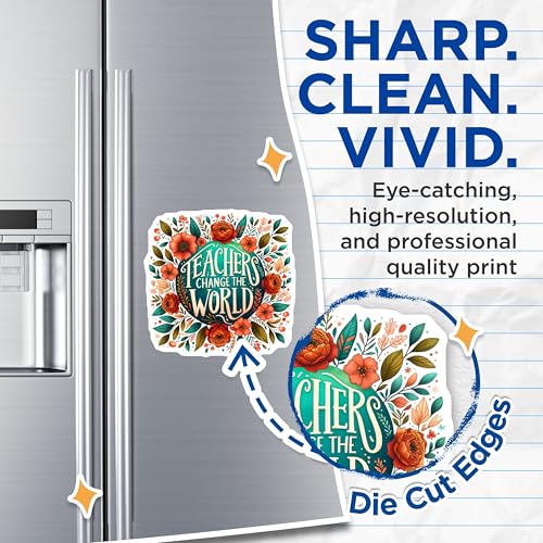 (2 Pack) Teachers Change The World Magnets - Inspirational Teacher - Floral Magnet - 5" On Longest Side - for Cars, Fridges, Toolboxes - Made in USA - MAG4424
