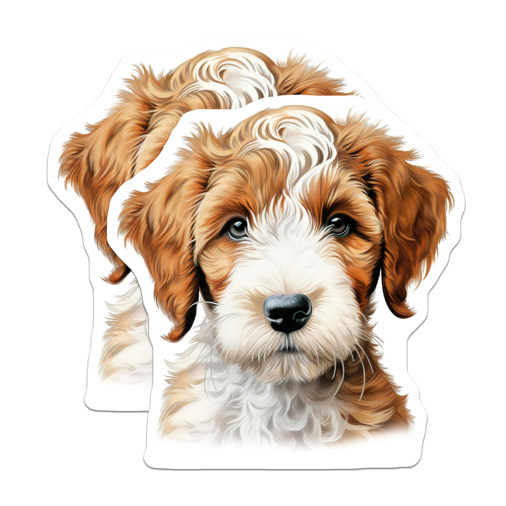 (2 Pack) Goldendoodle Puppy Magnets - Cute Dog Lover Decor - Pet Parent Refrigerator Accessory - 5 Inches On Longest Side - Thick Durable Magnet - Made in USA - MAG25251