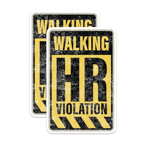 (2 Pack) Walking HR Violation Magnets - Funny Human Resources Department Quote - 5" On Longest Side - Premium Magnet - for Cars, Refrigerators, Toolboxes, Lockers - Made in USA - MAG1646