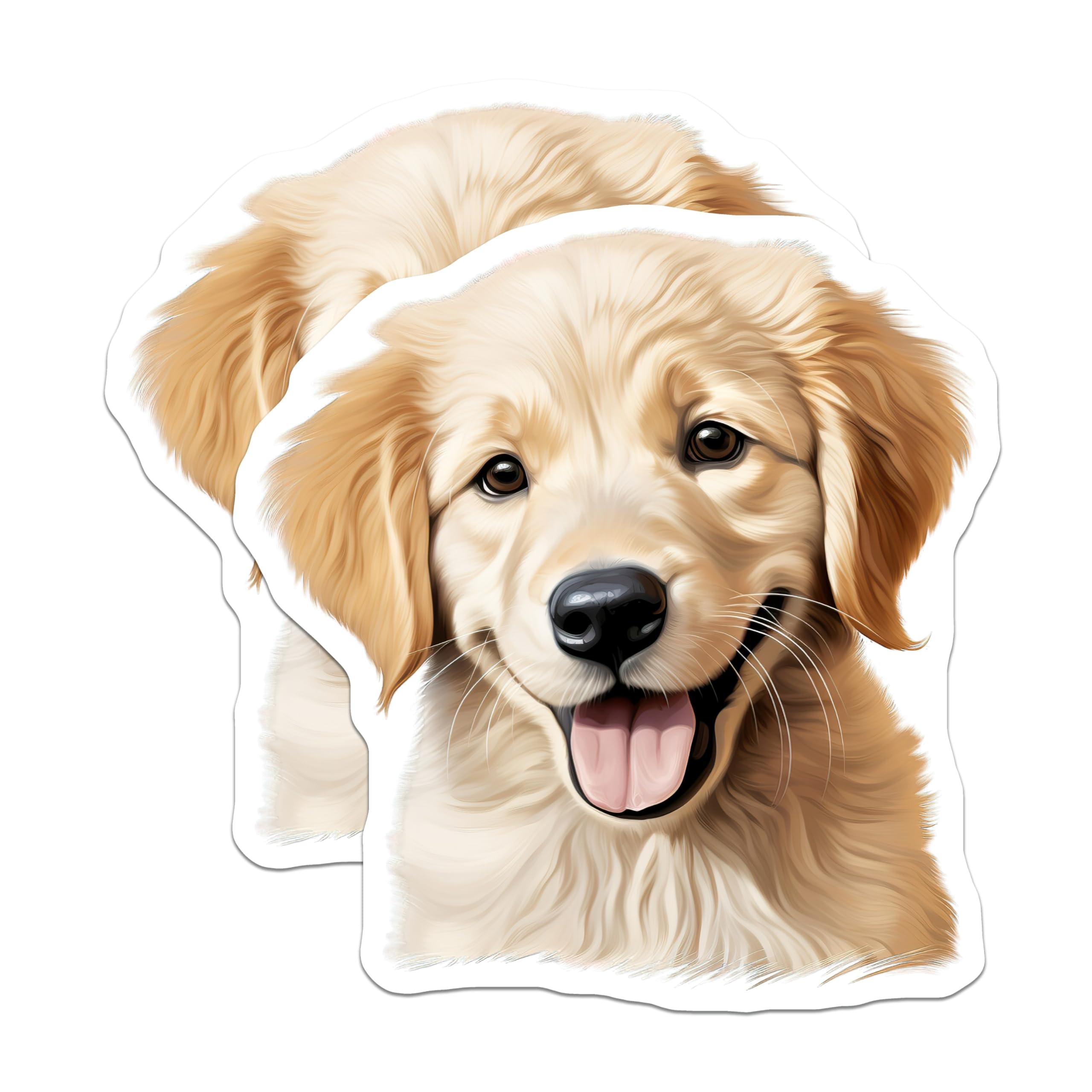 (2 Pack) Golden Retriever Puppy Magnets - Adorable Dog Breed - Canine Friend Fridge Decor - Pet Owner Accessory - 5 Inches On Longest Side - Thick Durable Magnet - Made in USA - MAG23537