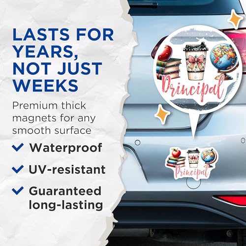 (2 Pack) Teacher Appreciation Magnets - Cute Principal Decor - Back to School Supplies for Classroom - 5" On Longest Side - for Cars, Fridges, Toolboxes - Made in USA - MAG8050