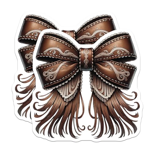 (2 Pack) Western Leather Bow Magnets - Rustic Fridge Magnet - Country Kitchen Decor - 5" On Longest Side - for Cars, Fridges, Toolboxes - Made in USA - MAG6601