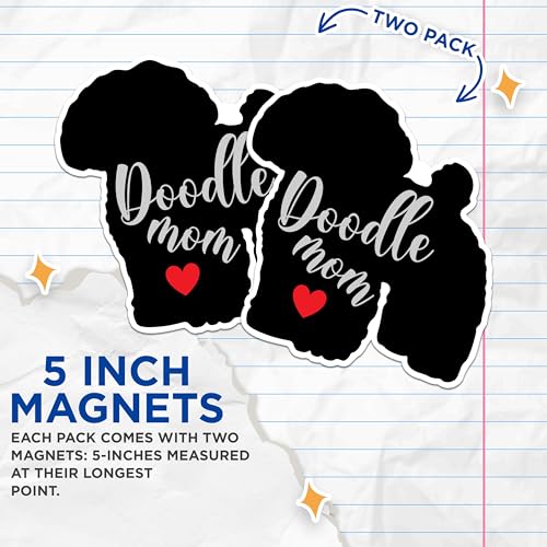 (2 Packs) Doodle Mom Magnets - Doodle Mom Lover Dog Breed Magnets - 5 Inches On Longest Side - Premium Magnet - for Fridges, Toolboxes, Cars - Made in USA - MAG2466