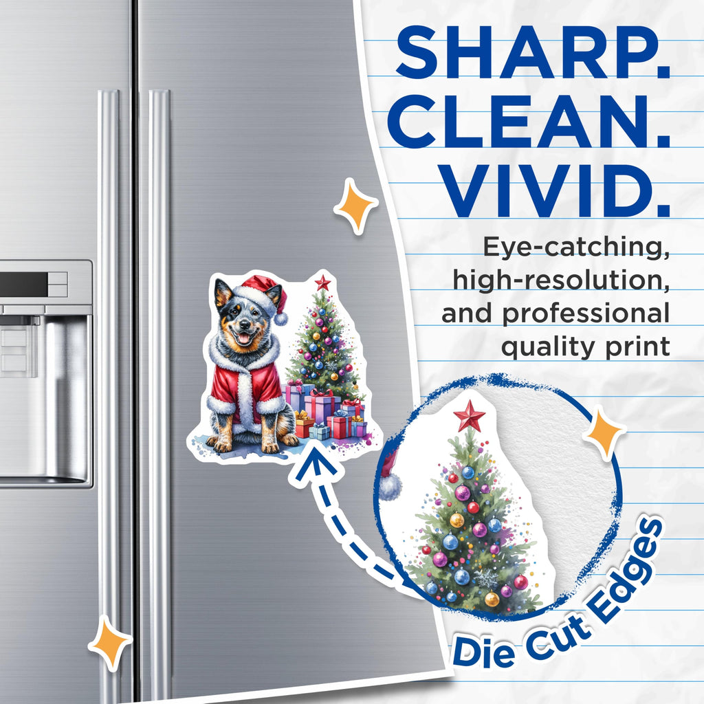 (2 Pack) Blue Heeler Christmas Dog Magnets - Santa Dog Portrait - Holiday Season Decor - Pet Lover Decor - 5 Inches On Longest Side - Thick Durable Magnet - Made in USA - MAG30562