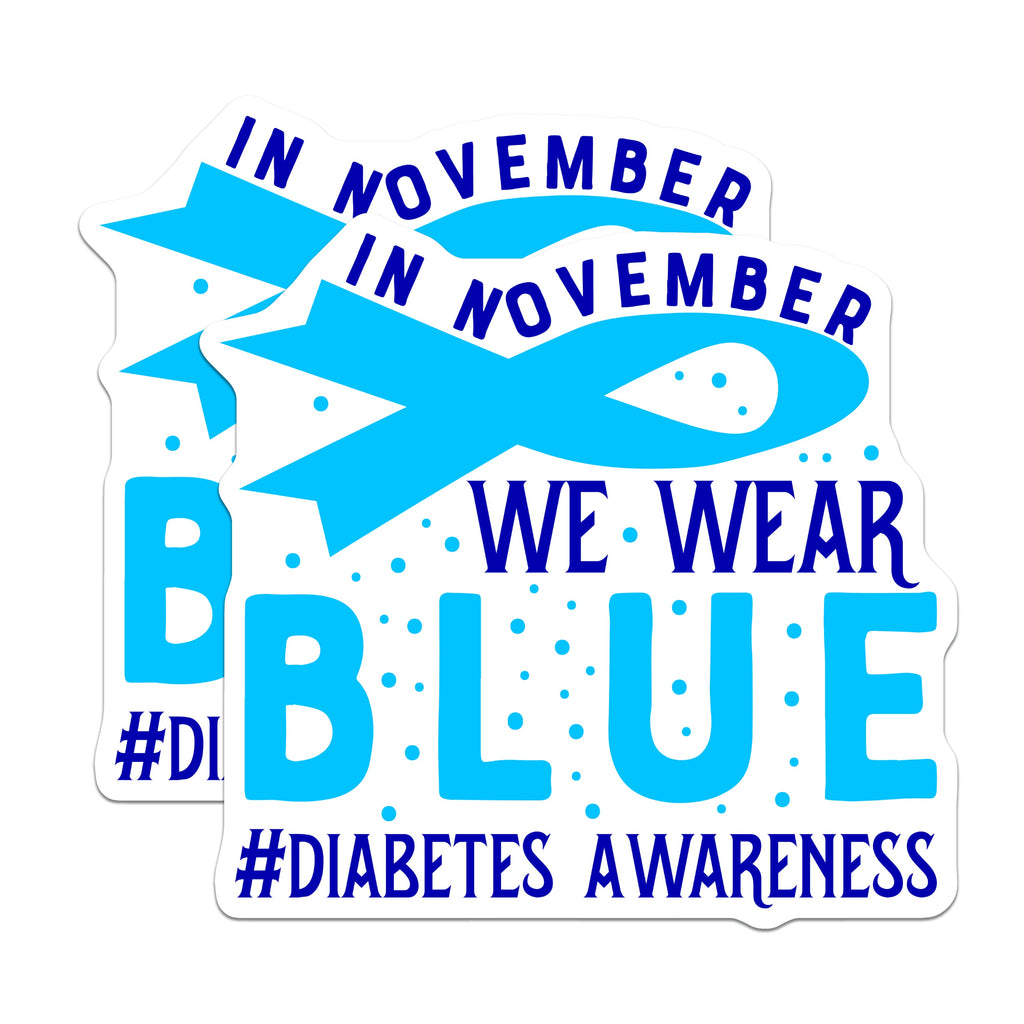(2 Pack) Diabetes Awareness Magnets - Blue Ribbon Support - November Health Cause Magnets - 5 Inches On Longest Side - Thick Durable Magnet - Made in USA - MAG37644