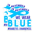 (2 Pack) Diabetes Awareness Magnets - Blue Ribbon Support - November Health Cause Magnets - 5 Inches On Longest Side - Thick Durable Magnet - Made in USA - MAG37644