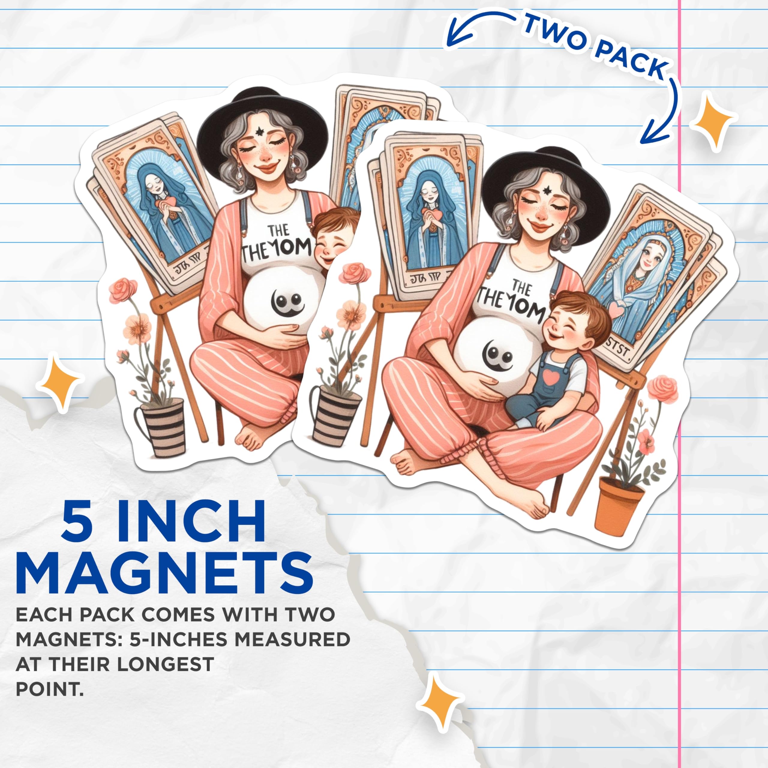 (2 Pack) Divine Motherhood Magnets - Pregnant Mom Spiritual Art - Boho Witchy Expecting Mama Decor - New Mother Family Love - 5 Inches On Longest Side - Thick Durable Magnet - Made in USA - MAG22583