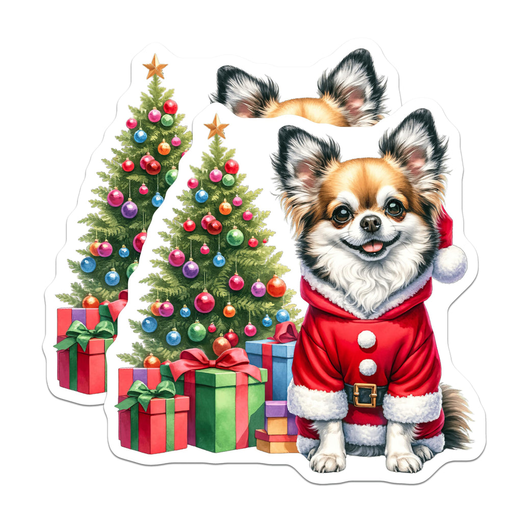 (2 Pack) Chihuahua Christmas Magnets - Santa Dog Holiday Decor - Cute Pet Refrigerator Accent - 5 Inches On Longest Side - Thick Durable Magnet - Made in USA - MAG29791