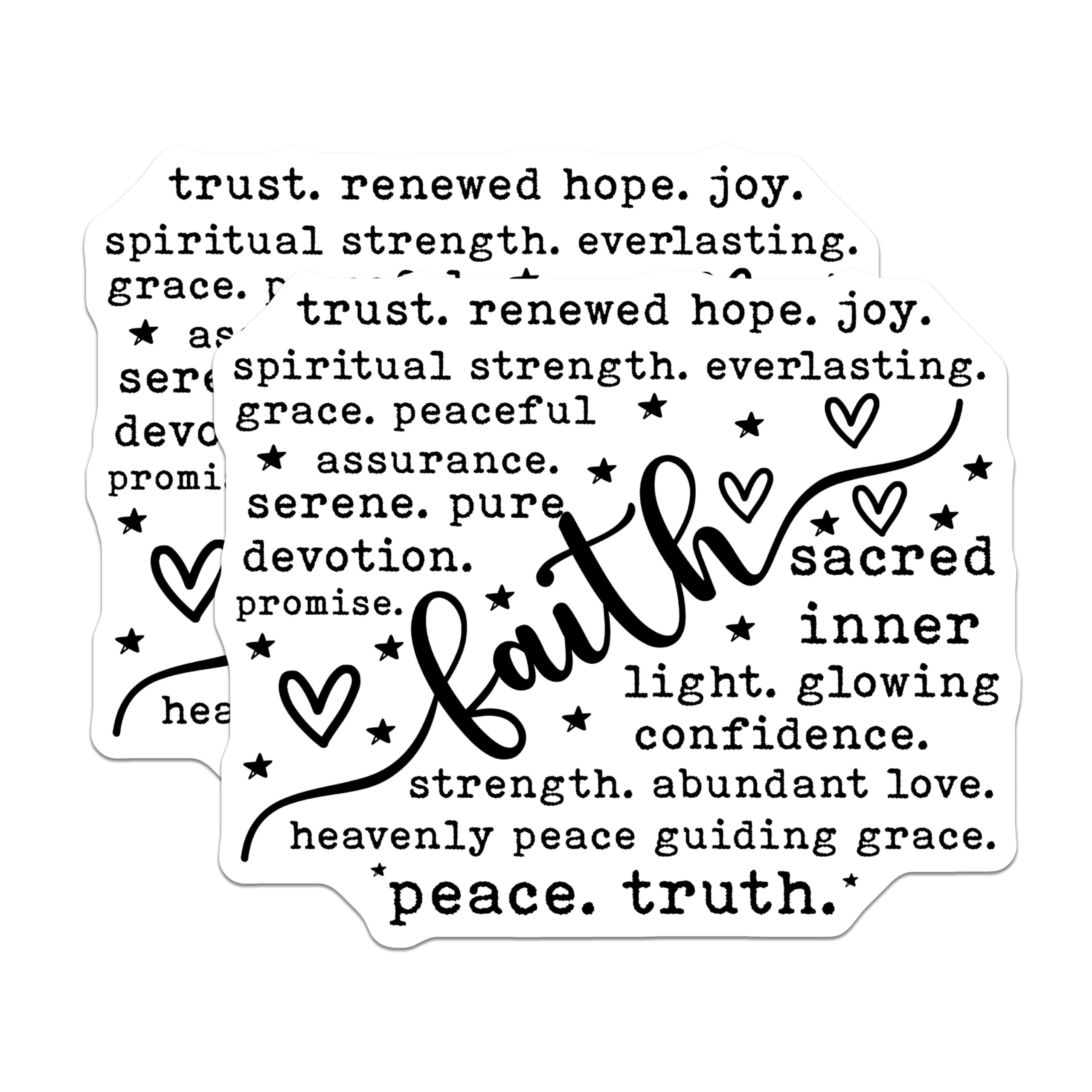 (2 Pack) Faith Magnets - Spiritual Inspiration Decor - Trust Hope Joy Grace Peace Strength Love Truth Affirmations - 5 Inches On Longest Side - Thick Durable Magnet - Made in USA - MAG22086