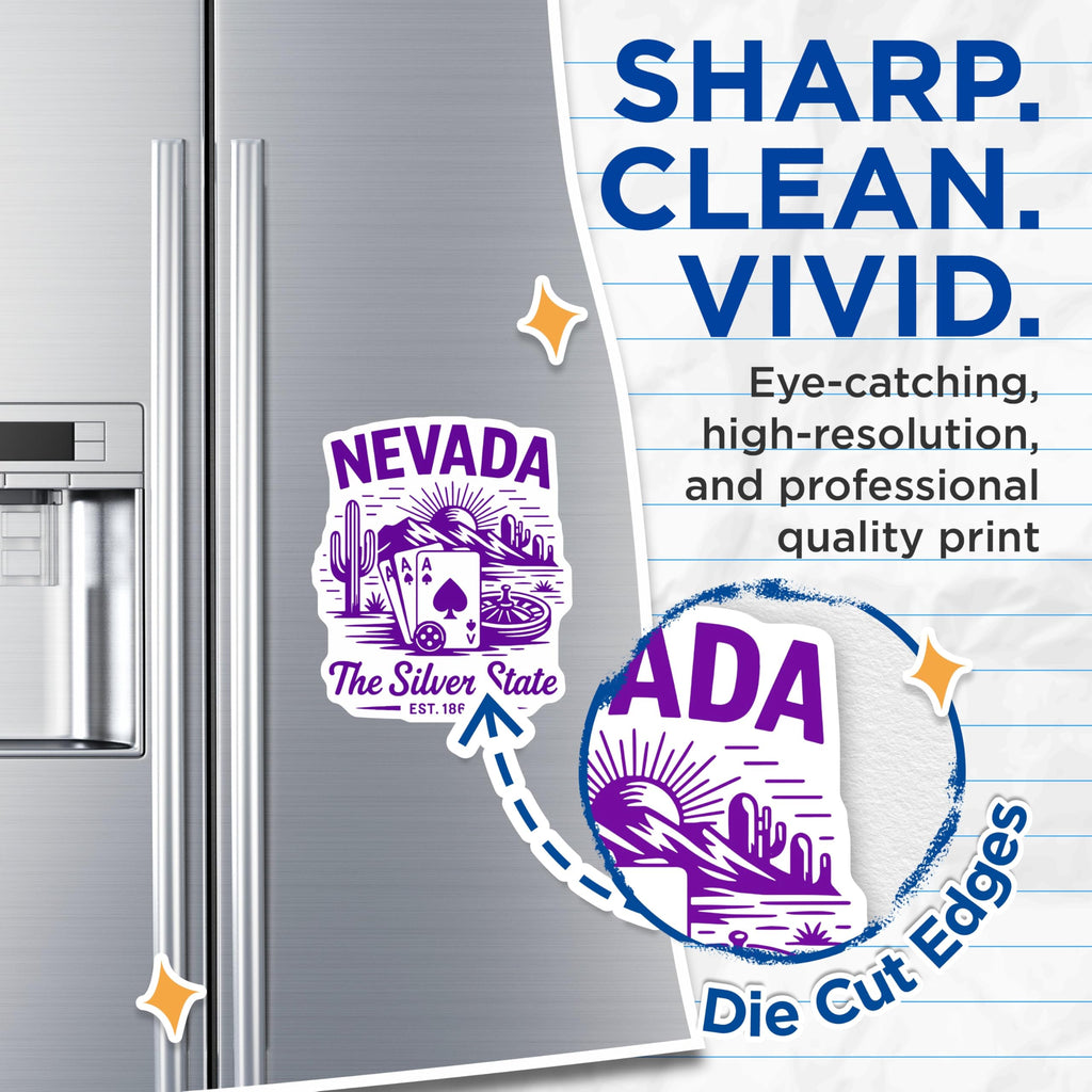 (2 Pack) Nevada Magnets - Silver State Souvenir - Casino Gambling Decor - 5 Inches On Longest Side - Thick Durable Magnet - Made in USA - MAG22604