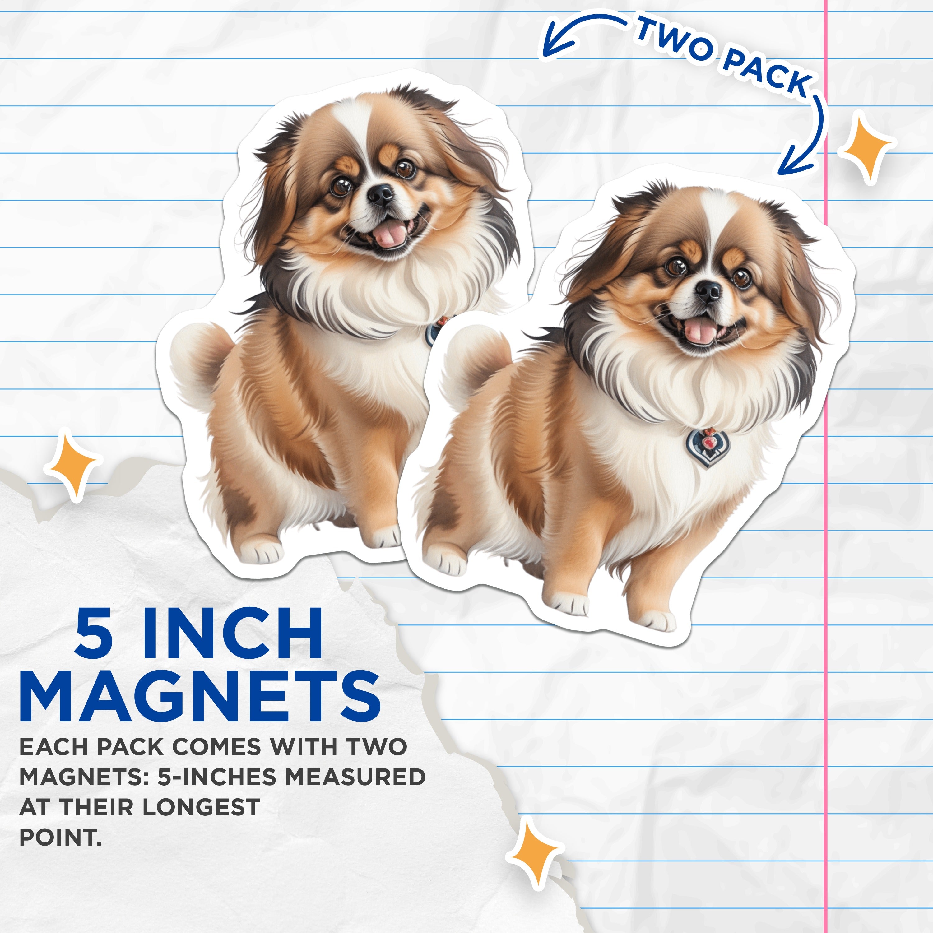 (2 Pack) Adorable Shih Tzu Magnets - Fluffy Puppy Fridge Decor - Pet Lover Animal Art - Dog Mom Accessory - 5 Inches On Longest Side - Thick Durable Magnet - Made in USA - MAG37808
