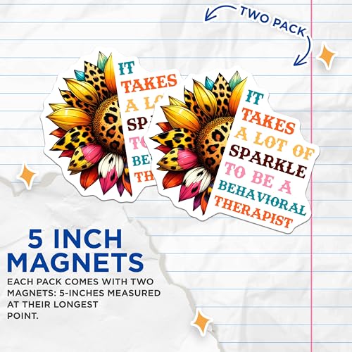 (2 Pack) Sparkle Behavioral Therapist Magnets - Sunflower Motivational - Bright Colorful Inspirational - 5" On Longest Side - for Cars, Refrigerators, Toolboxes, Lockers - Made in USA BMCS3176