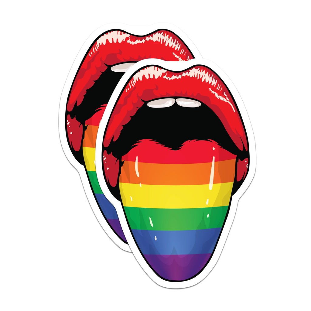 (2 Pack) Lips Pride Rainbow Magnets - LGBTQ Home Decor - Gay Pride Accessory for Fridge - 5" On Longest Side - Premium Magnet - for Cars, Refrigerators, Toolboxes, Lockers - Made in USA - MAG17215