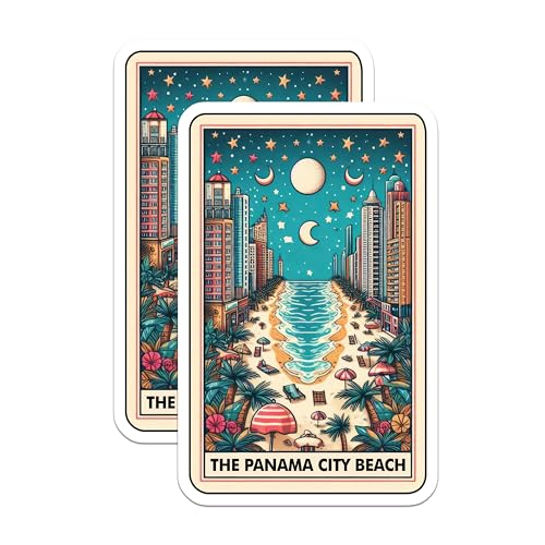 (2 Pack) Retro Beach Scene Magnet - Travel Souvenir - 5" On Longest Side - Sticks to Smooth Flat Surfaces - Made in USA - MAG10318
