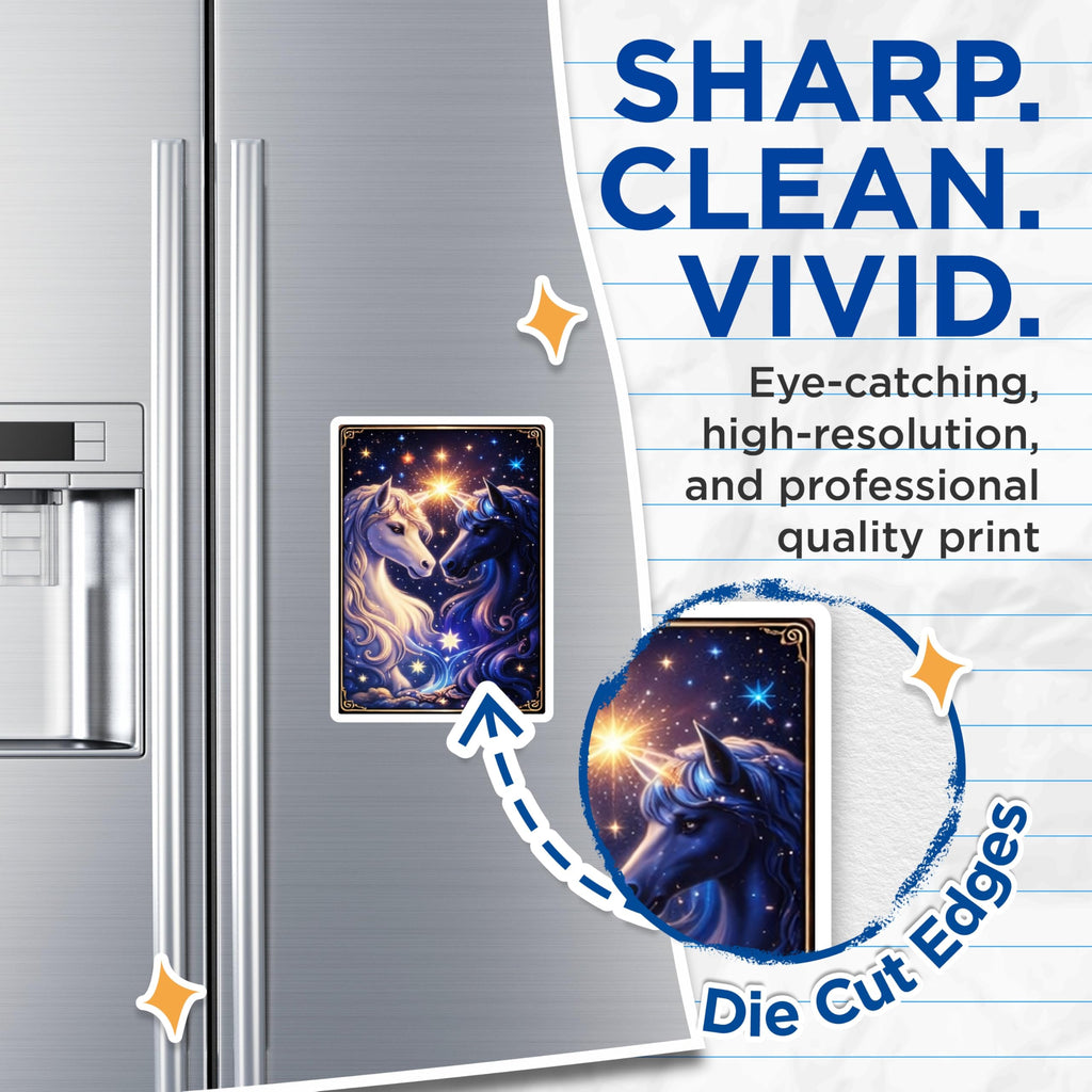 (2 Pack) Unicorn Magnets - Celestial Decor - Fantasy Art Fridge Magnets - 5" On Longest Side - Premium Magnet - for Cars, Refrigerators, Toolboxes, Lockers - Made in USA - MAG16028