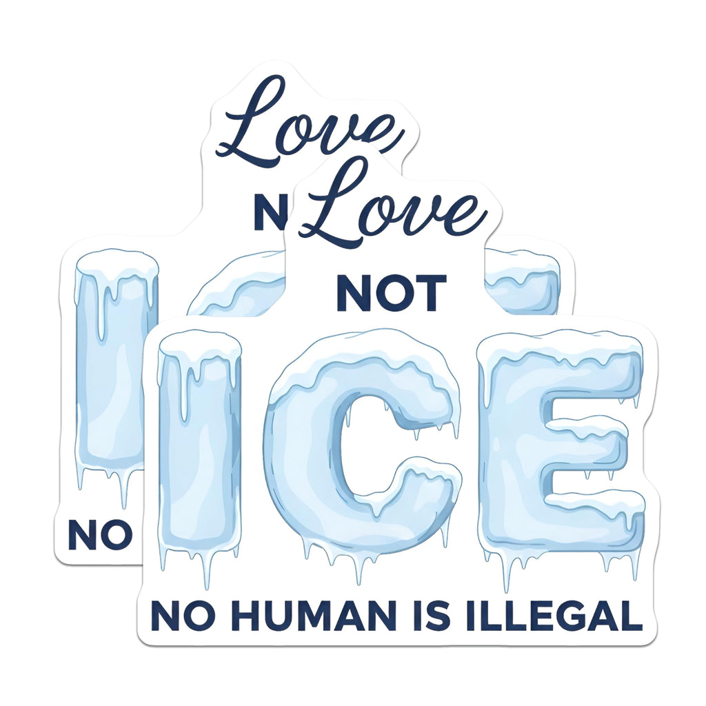 (2 Pack) Love Not ICE Magnets - No Human is Illegal Statement - Immigration Reform Advocate Display - 5 Inches On Longest Side - Thick Durable Magnet - Made in USA - MAG29184