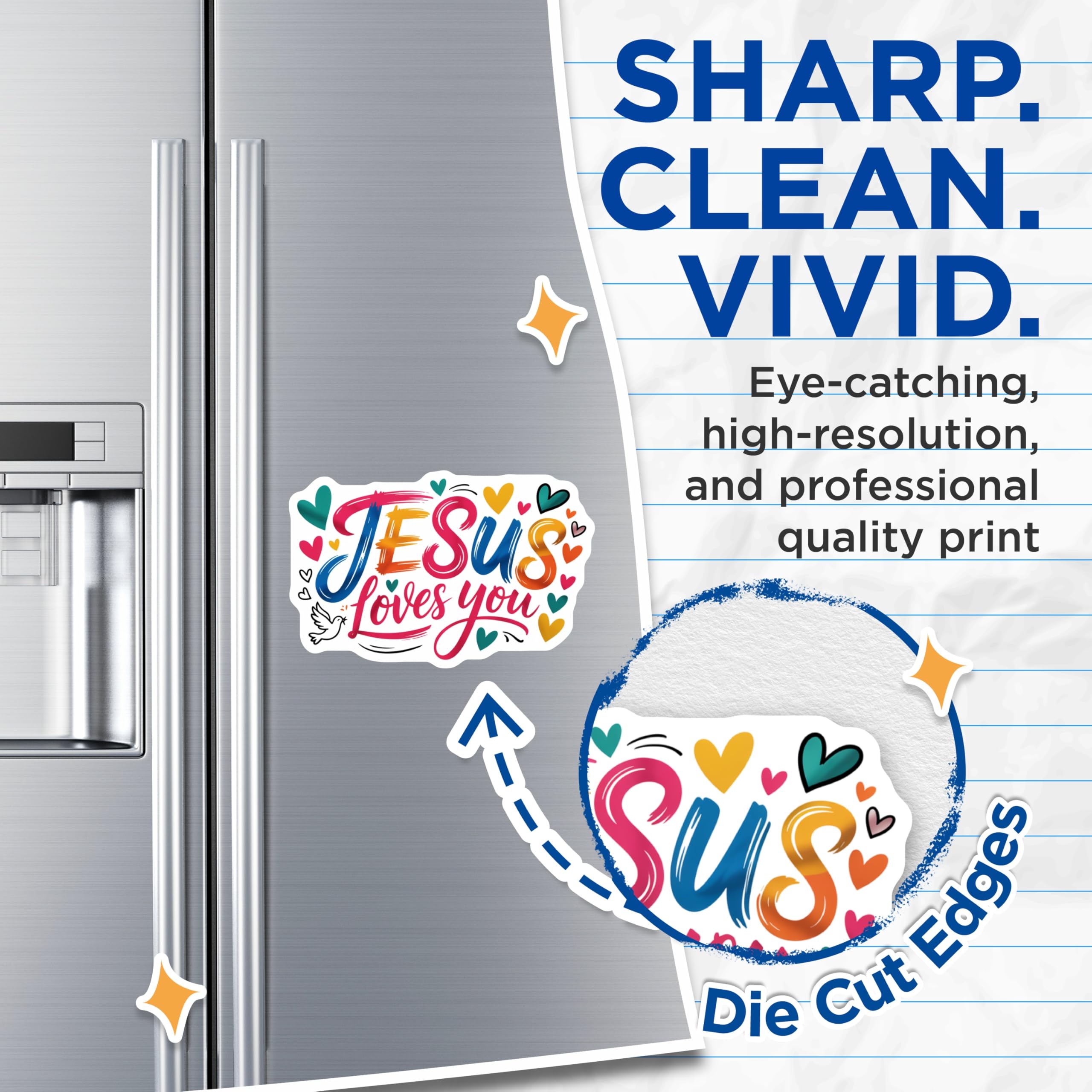 (2 Pack) Jesus Loves You Magnets - Christian Faith Decor - Religious Inspiration Item - 5 Inches On Longest Side - Thick Durable Magnet - Made in USA - MAG30306