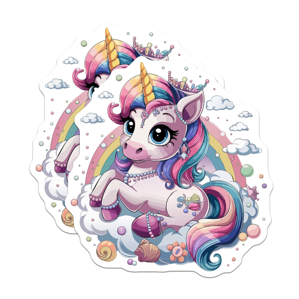 (2 Pack) Unicorn Magnets - Adorable Rainbow Fantasy Creature Decor - Magical Dreamy Locker Kitchen Accessories - 5 Inches On Longest Side - Thick Durable Magnet - Made in USA - MAG20209
