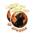 (2 Pack) I Love My Spoodle Stickers - Cute Dog Stickers - Pet Lover Stickers - 5" On Longest Side - Sticks to Smooth Flat Surfaces - Made in USA - BMCS4098