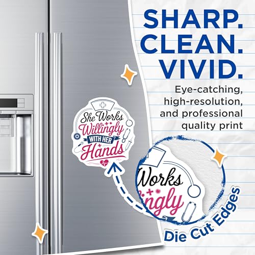 (2 Pack) She Works Willingly with Her Hands Magnets - Inspirational Nurse Quote - Medical Theme Magnet - 5" On Longest Side - for Cars, Fridges, Toolboxes - Made in USA - MAG6609