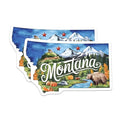 (2 Pack) Montana State Stickers - Nature Landscape - Mountain Bear Sticker Art - 5" On Longest Side - Sticks to Smooth Flat Surfaces - Made in USA - BMCS6303