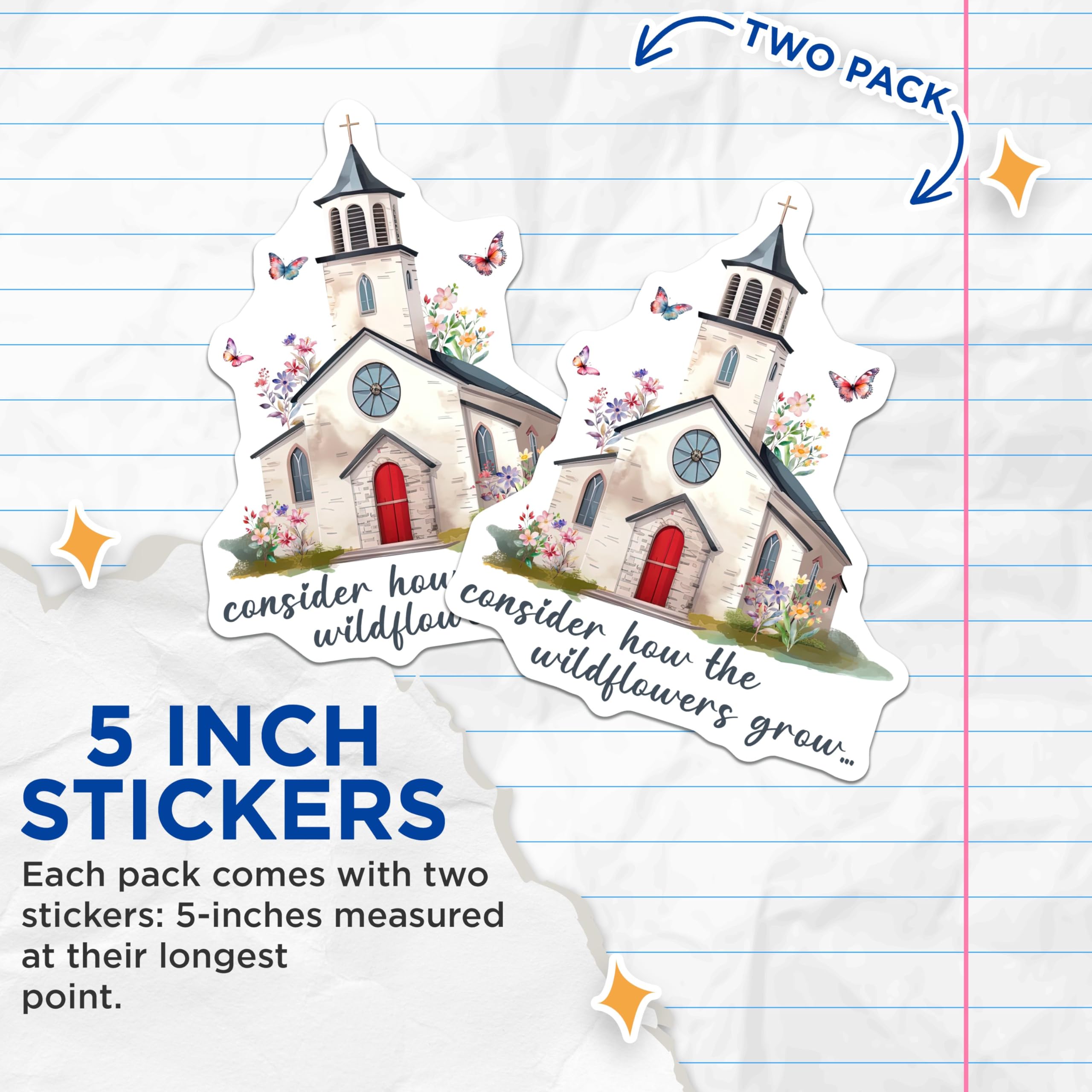 (2 Pack) Inspirational Church Stickers - Encourage Faith - 5" On Longest Side - Sticks to Smooth Flat Surfaces - Made in USA - BMCS8567 - BMCS8567