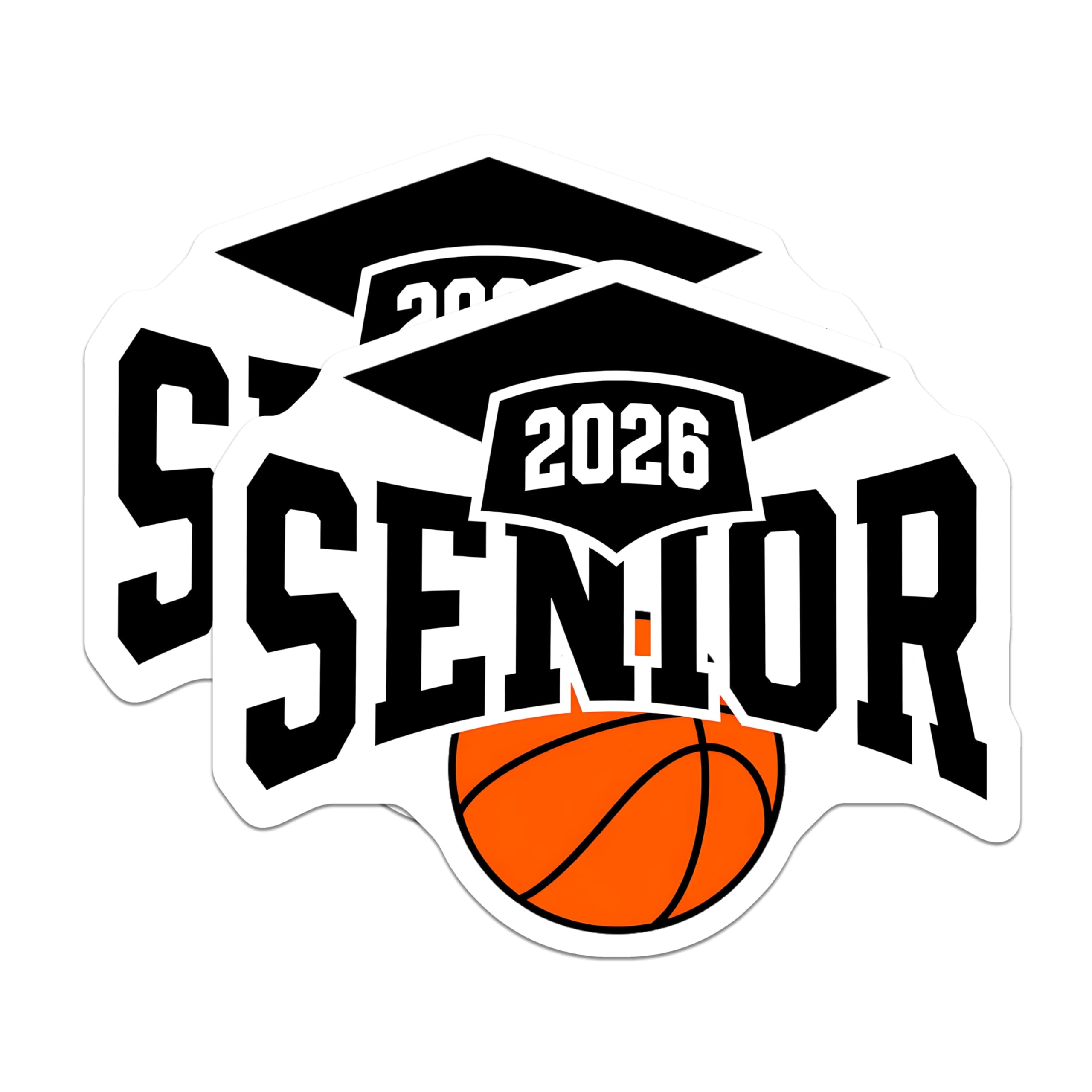 (2 Pack) Senior 2026 Basketball Magnets - Graduation Cap Decor - Class of 2026 Keepsake - High School College Graduate - 5 Inches On Longest Side - Thick Durable Magnet - Made in USA - MAG21308