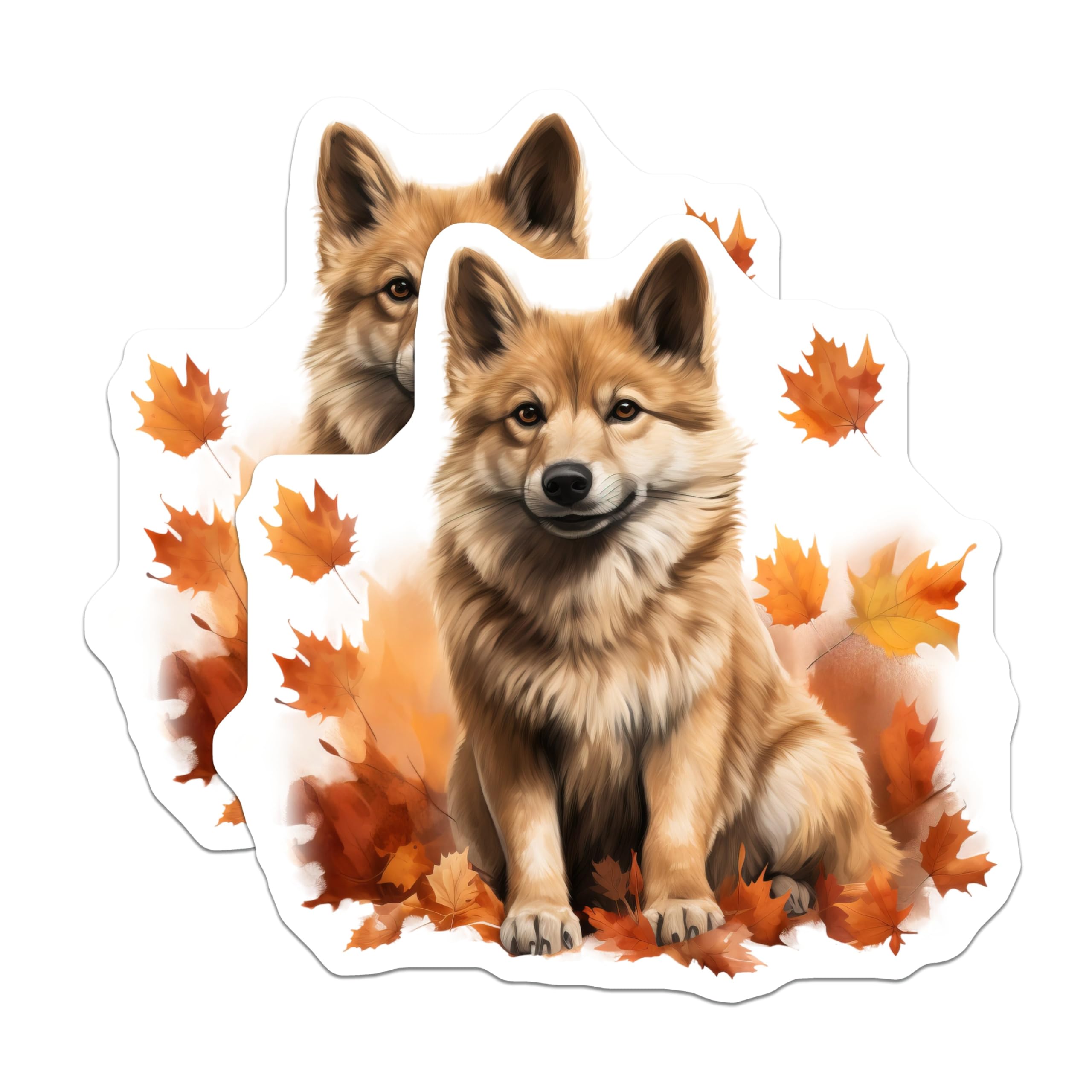 (2 Pack) Autumn Dog Magnets - Fall Puppy Decor - Pet Lover Kitchen Accessories - Cute Animal Refrigerator Locker Decorations - 5 Inches On Longest Side - Thick Durable Magnet - Made in USA - MAG27459