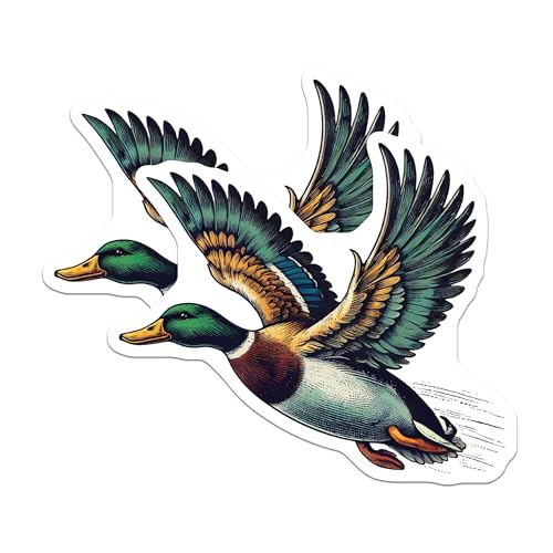 (2 Pack) Flying Duck Stickers - Wildlife Art Decals - 5" On Longest Side - Sticks to Smooth Flat Surfaces - Made in USA - BMCS8718 - BMCS8718