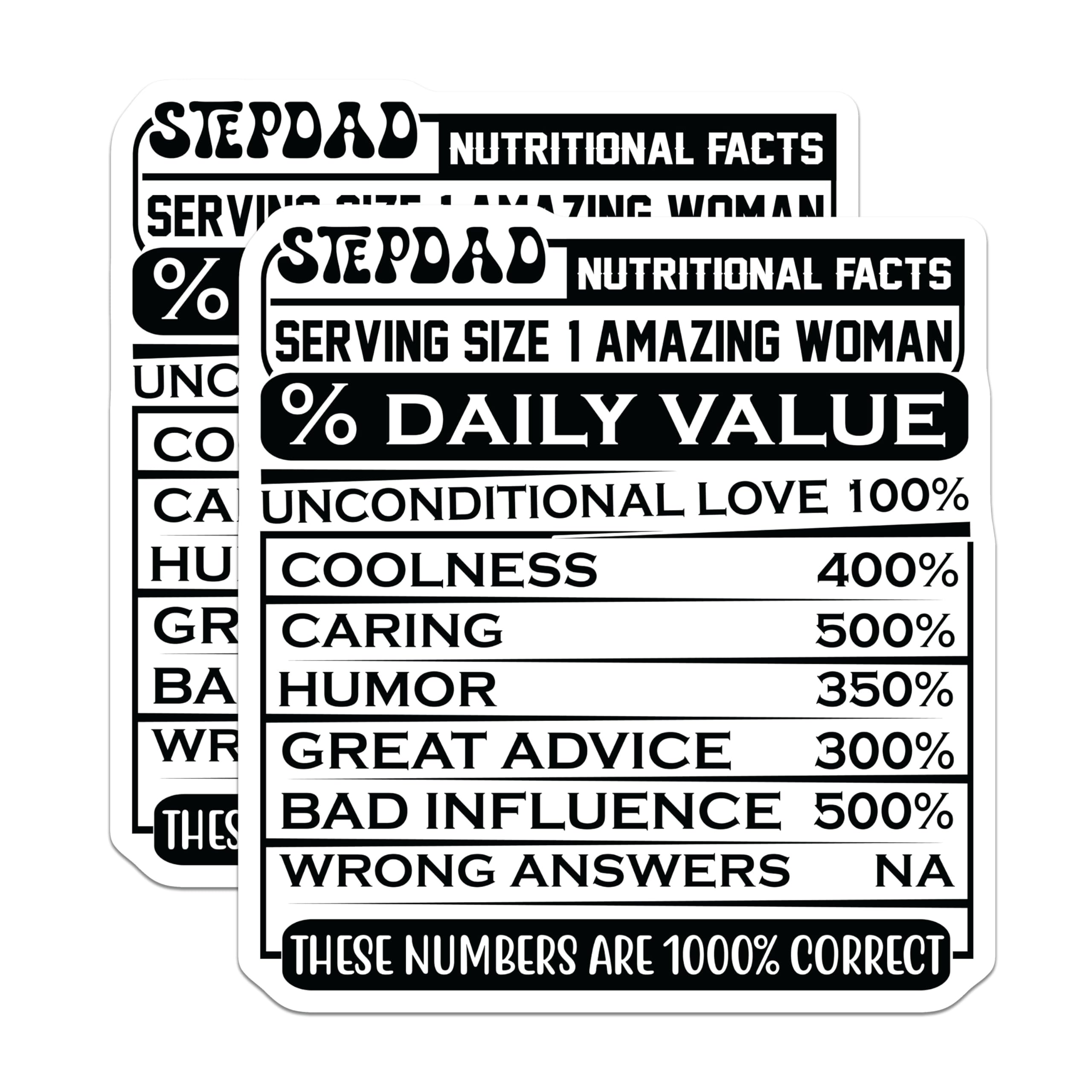(2 Pack) Stepdad Nutritional Facts Magnets - Funny Stepdad - Amazing Stepdad Fridge Magnets - 5" On Longest Side - Premium Magnet - for Cars, Refrigerators, Toolboxes, Lockers - Made in USA - MAG14693
