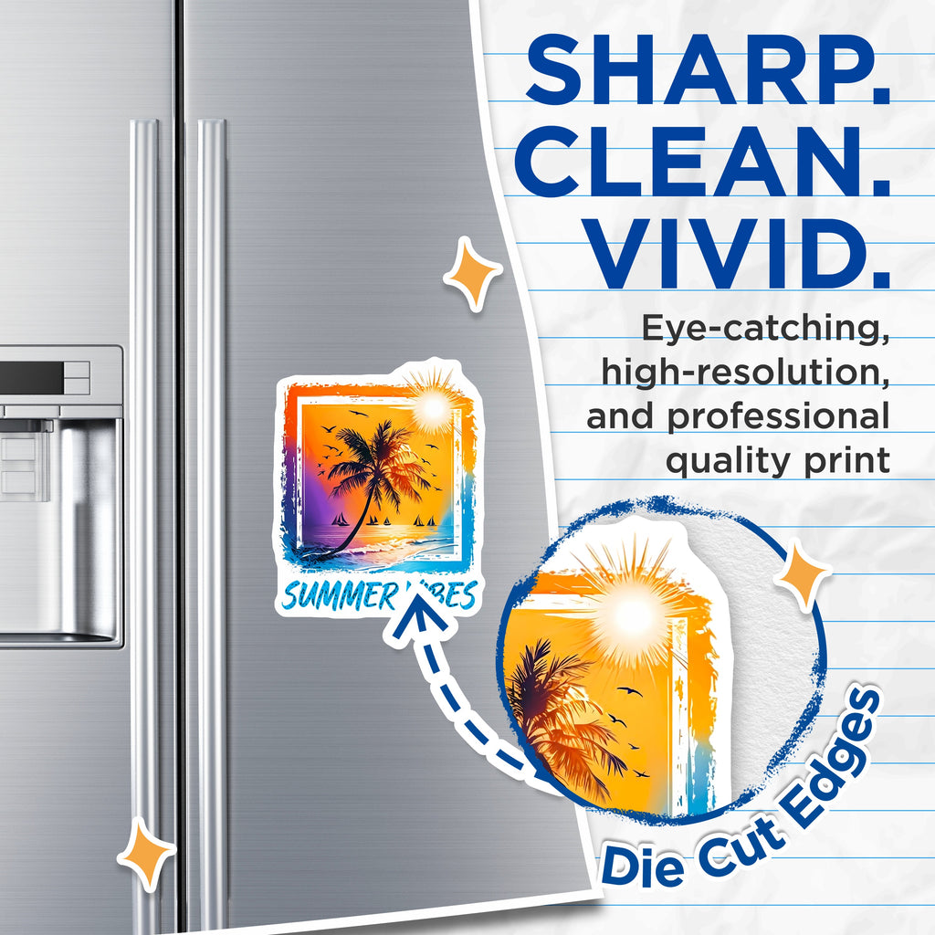 (2 Pack) Tropical Sunset Beach Magnets - Summer Vibes Ocean Decor - Palm Tree Refrigerator Magnet - 5 Inches On Longest Side - Thick Durable Magnet - Made in USA - MAG37445