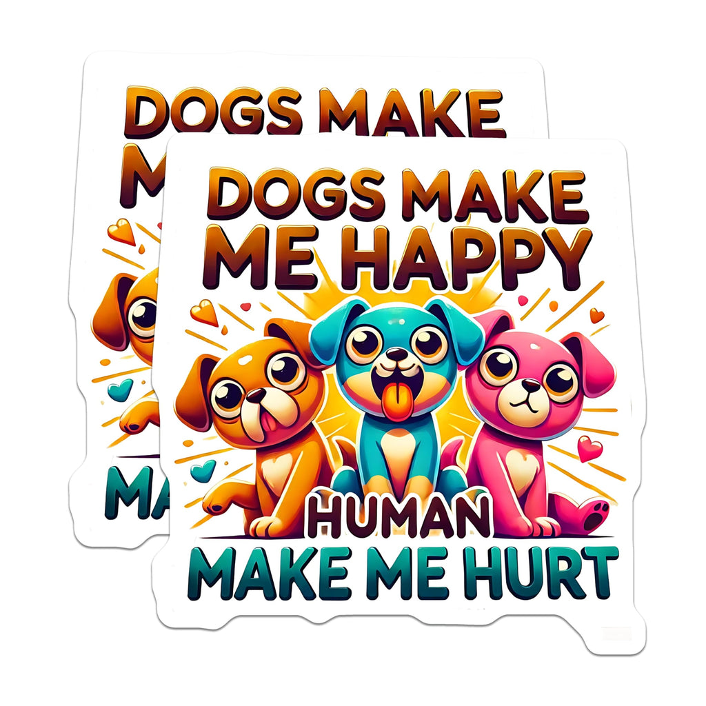 (2 Pack) Dogs Make Me Happy Magnets - Cute Puppy Decor - Dog Lover Refrigerator Magnets - 5" On Longest Side - Premium Magnet - for Cars, Refrigerators, Toolboxes, Lockers - Made in USA - MAG16408