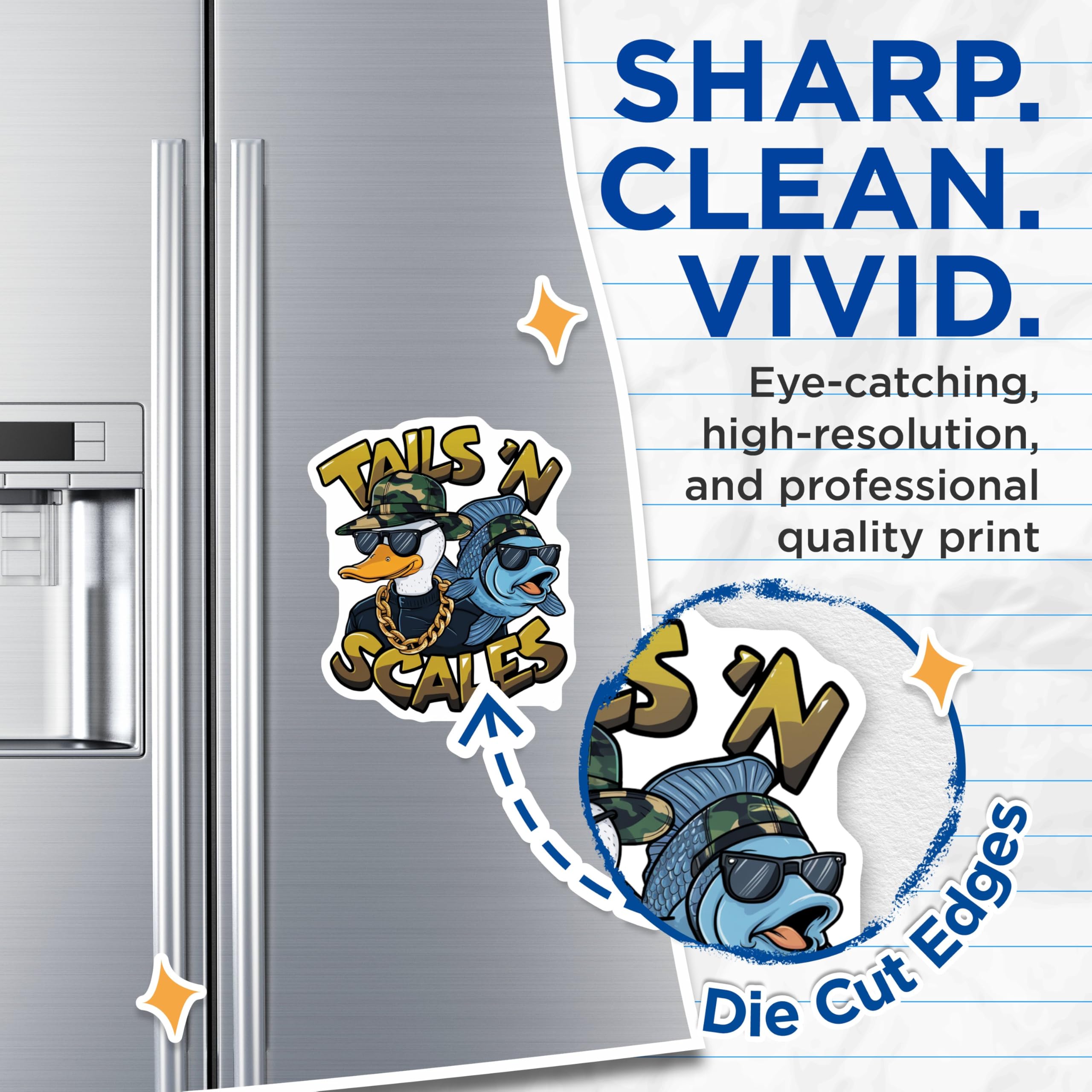 (2 Pack) Funny Duck and Fish Magnets - Tails 'N Scales - Cool Animal Magnets - 5" On Longest Side - for Cars, Fridges, Toolboxes - Made in USA - MAG4524