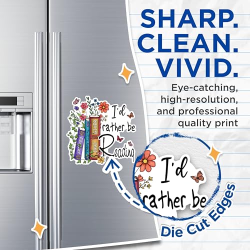 (2 Pack) I'd Rather Be Reading Magnets - Book Lover Magnets - Decorative Reading Magnets- 5" On Longest Side - for Fridges, Toolboxes, Cars - Made in USA - MAG2918