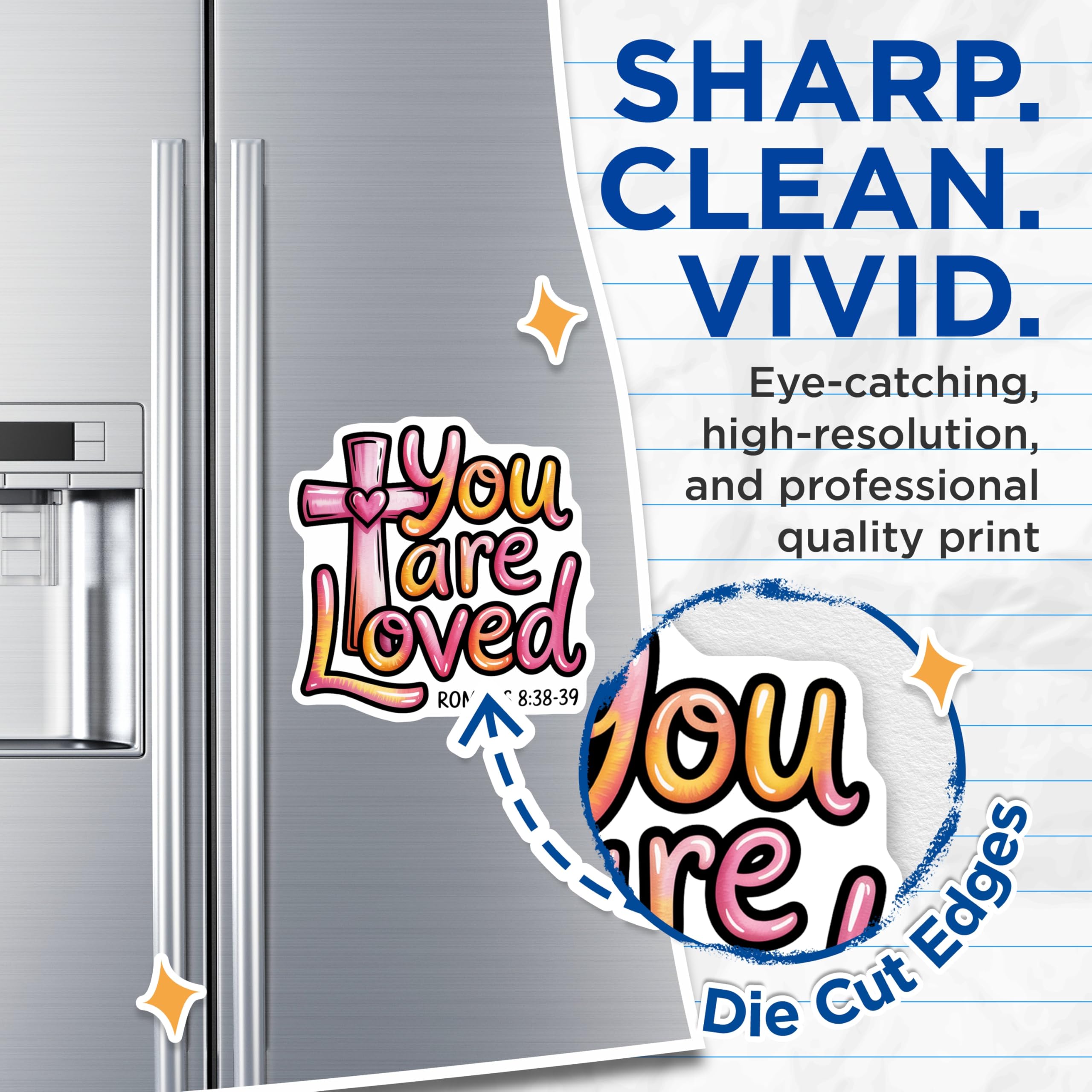 (2 Pack) You are Loved Magnets - Inspirational Religious Decor - Bible Verse Romans - 5" On Longest Side - Premium Magnet - for Cars, Refrigerators, Toolboxes, Lockers - Made in USA - MAG16559