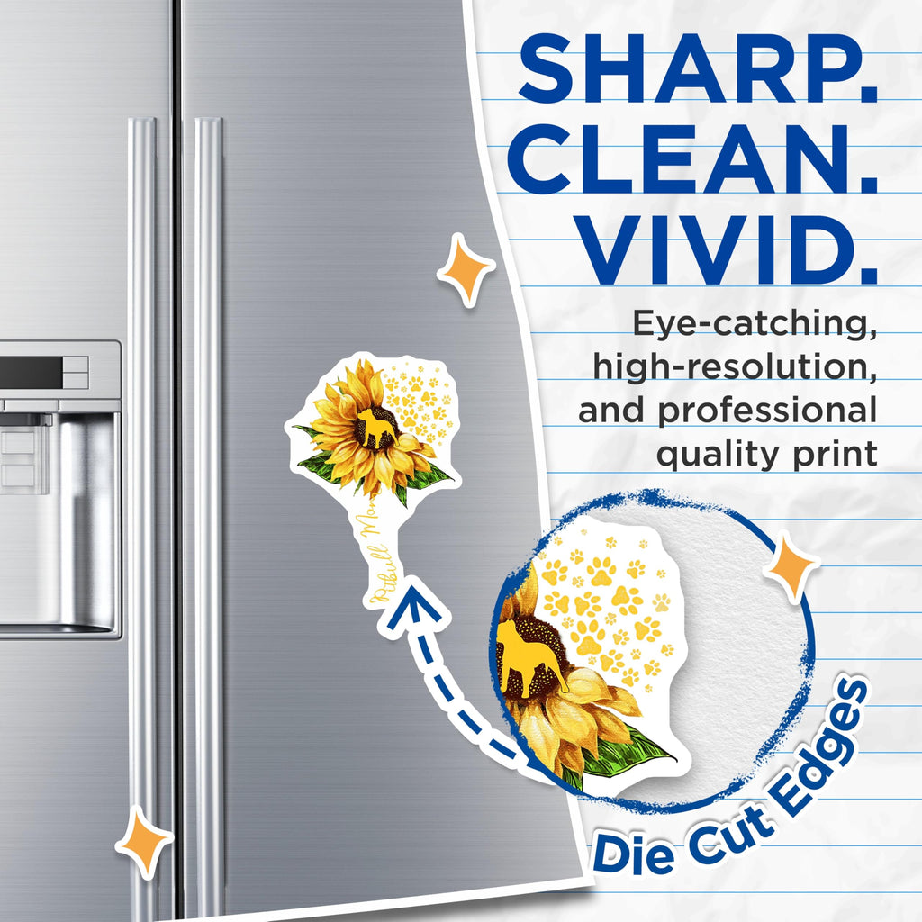 (2 Pack) Pitbull Mom Magnets - Sunflower Dog Lover - Pet Parent Refrigerator Decor - 5 Inches On Longest Side - Thick Durable Magnet - Made in USA - MAG27002