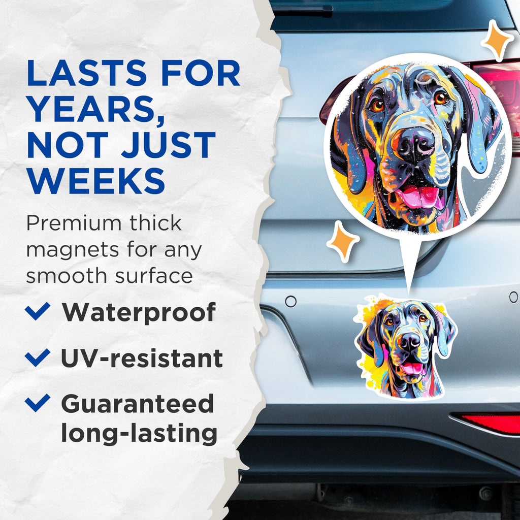 (2 Pack) Great Dane Dog Breed Magnets - 5 Inches On Longest Side - Choose from Over 100 Dog Breeds - for Cars, Refrigerators, Toolboxes - Made in USA - MAG1865