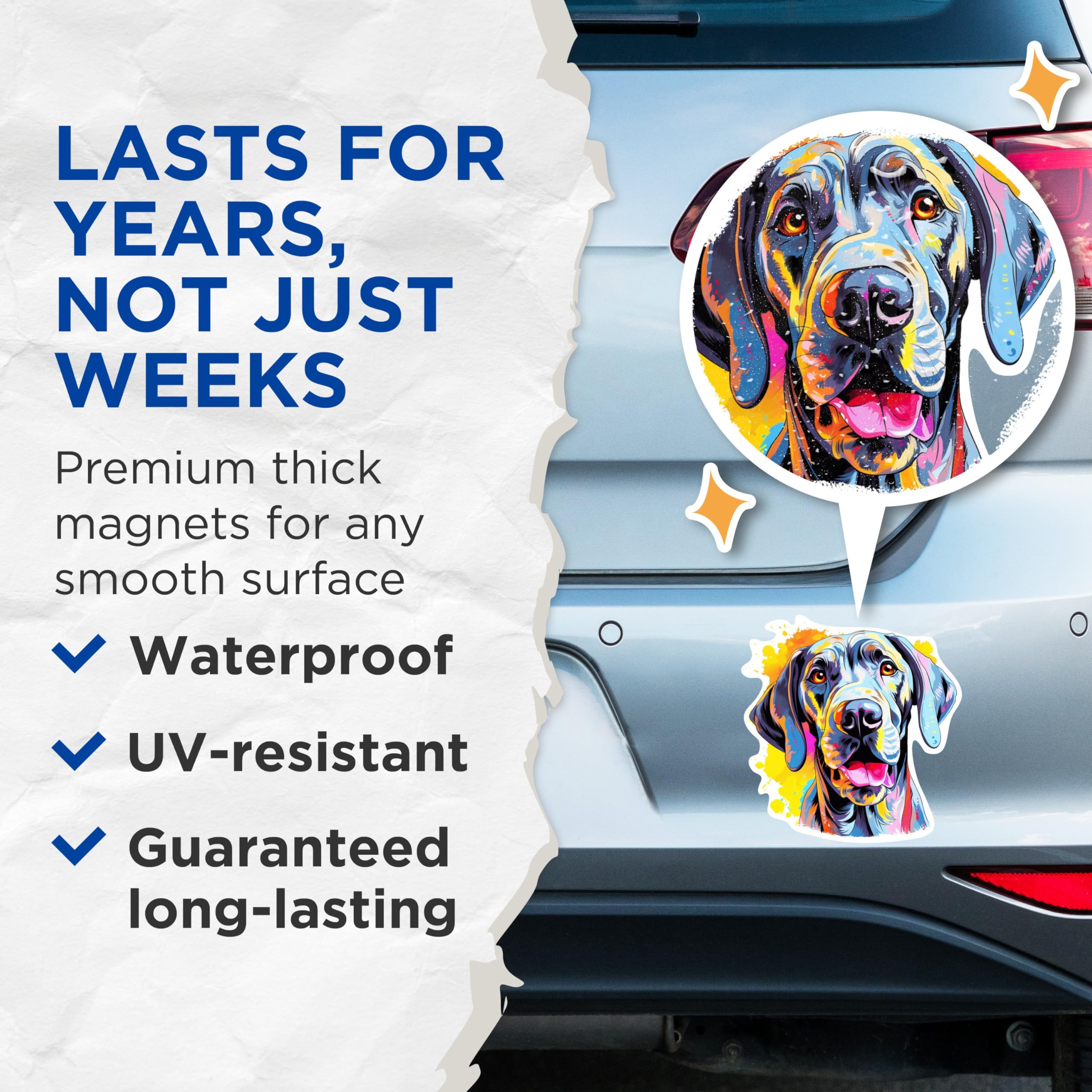 (2 Pack) Great Dane Dog Breed Magnets - 5 Inches On Longest Side - Choose from Over 100 Dog Breeds - for Cars, Refrigerators, Toolboxes - Made in USA - MAG1865