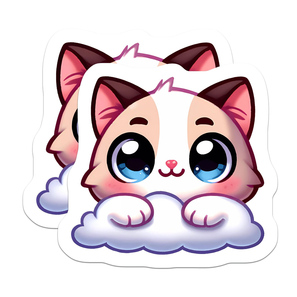 (2 Pack) Kawaii Kitten Magnets - Adorable Chibi Cat Decor for Fridge - Cute Anime Animal Locker Magnets - Sweet Pet Art - 5 Inches On Longest Side - Thick Durable Magnet - Made in USA - MAG22236