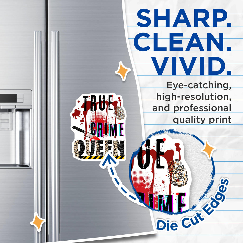 (2 Pack) True Crime Queen Magnets - Macabre Mystery Lover - Forensic Fan Collectibles - Detective Decor - 5 Inches On Longest Side - Thick Durable Magnet - Made in USA - MAG20663