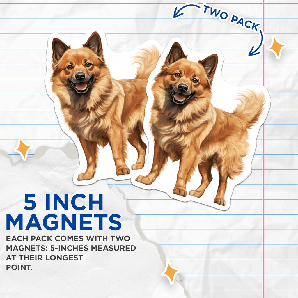 (2 Pack) Smiling Fluffy Dog Magnets - Pet Lover Home Decor - Cute Animal Fridge Magnets - 5 Inches On Longest Side - Thick Durable Magnet - Made in USA - MAG26562