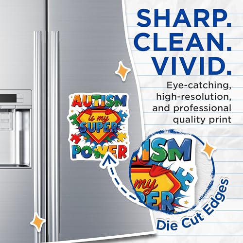 (2 Pack) Autism Super Power Magnets - Neurodiversity Pride - Special Education Support - 5 Inches On Longest Side - Thick Durable Magnet - Made in USA - MAG26975