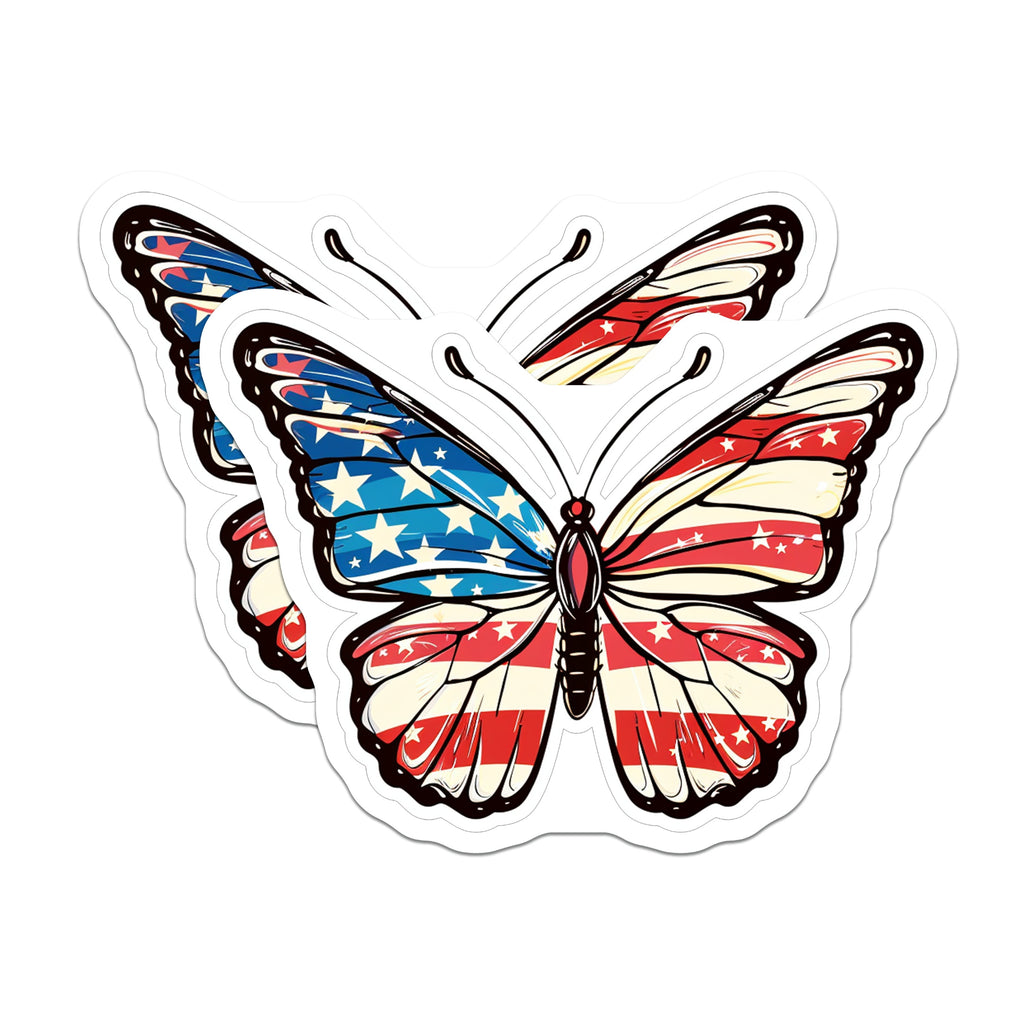 (2 Pack) American Flag Butterfly Magnets - Patriotic USA Decor - Independence Day Fridge Magnet - 5 Inches On Longest Side - Thick Durable Magnet - Made in USA - MAG37917
