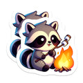 (2 Pack) Cute Raccoon Roasting Marshmallow Magnets - Cozy Campfire Animal - Woodland Critter Decor - Outdoor Adventure Fridge Magnet - 5" - Durable Magnet - Made in USA - MAG38356