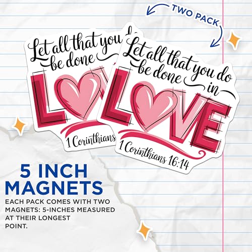 (2 Pack) Inspirational Bible Verse Magnets - Christian Quotes - Scripture Magnets - Faith Magnets - 5" On Longest Side - for Cars, Fridges, Toolboxes - Made in USA - MAG3962