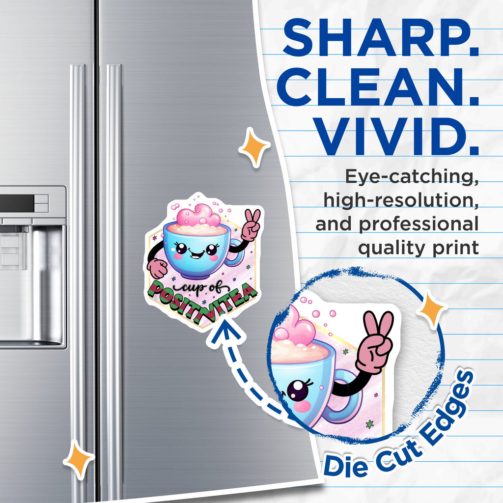 (2 Pack) Positivitea Cup Magnets - Kawaii Cute Teacup Decor - Positive Affirmation Fridge Magnet - 5 Inches On Longest Side - Thick Durable Magnet - Made in USA - MAG38361
