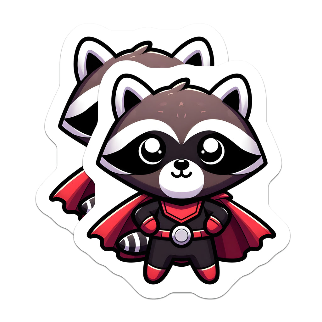 (2 Pack) Cute Raccoon Superhero Magnets - Kawaii Animal Fridge Decor - Comic Book Fan Magnets - 5 Inches On Longest Side - Thick Durable Magnet - Made in USA - MAG38420