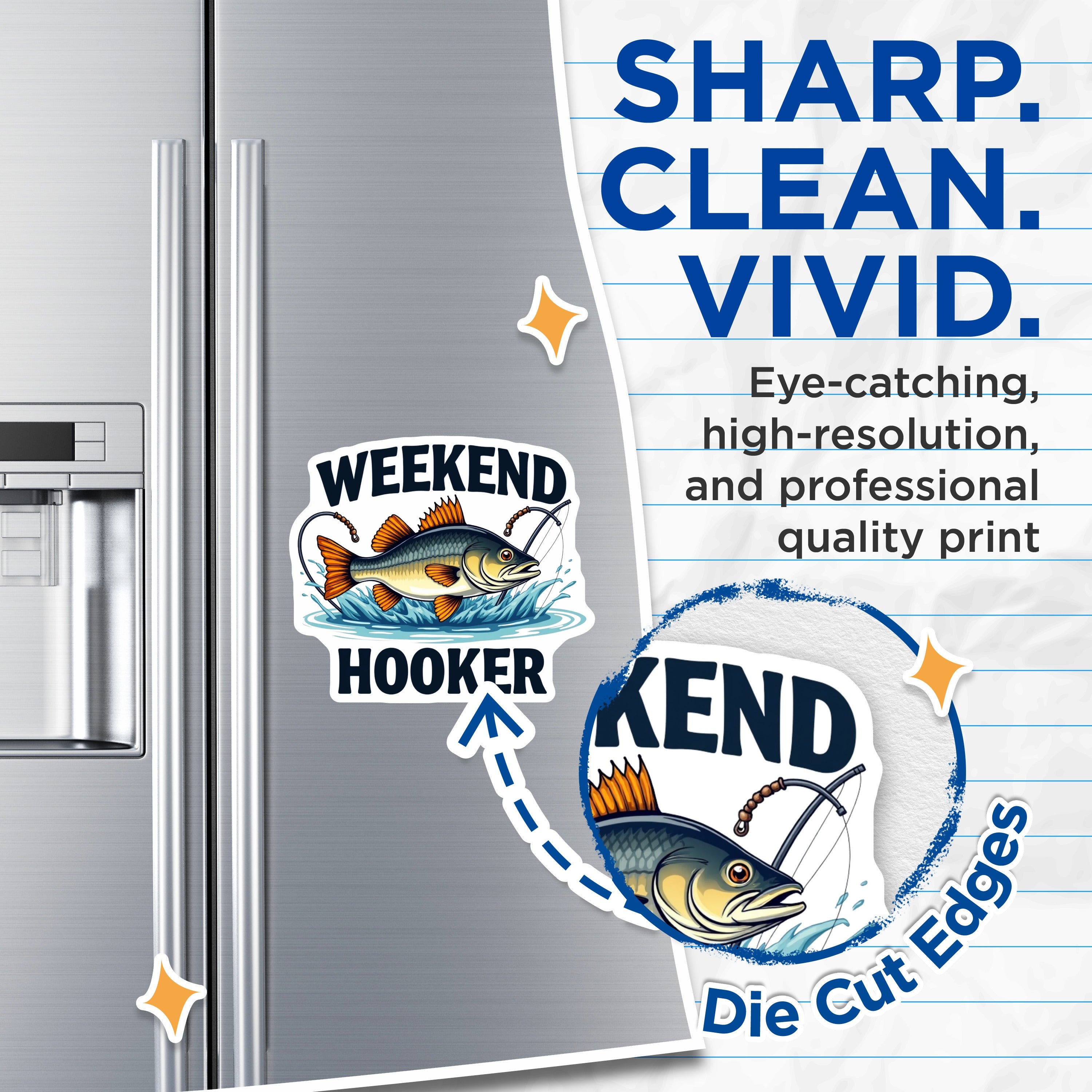 (2 Pack) Weekend Hooker Magnets - Funny Fishing Humor - Fisherman Refrigerator Decor - Angler Gift for Dad - 5 Inches On Longest Side - Thick Durable Magnet - Made in USA - MAG39011